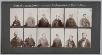 Forty prints of 1870s Tasmania prisoners in three panels
